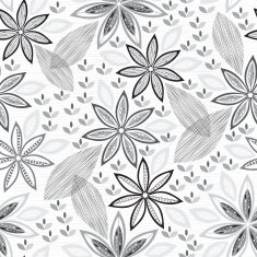 Monochrome seamless pattern of abstract flowers N9