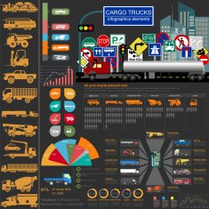 Cargo transportation infographics trucks N8