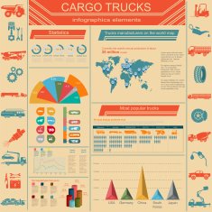 Cargo transportation infographics trucks N9