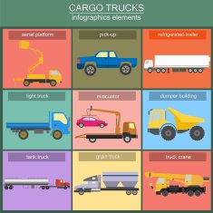 Set of elements cargo transportation trucks N3