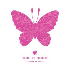 Vector pink abstract flowers texture butterfly silhouette pattern frame