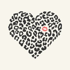 Vector heart shape - Leopard texture with kiss print N2