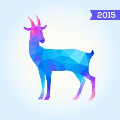 Vector triangle goat New Year card with Abstract geometric background