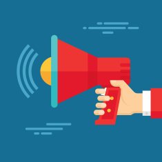 Human Hand with Loudspeaker - Business Concept Illustration