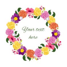 Beautiful greeting card with floral wreath Holiday and cute summer N3