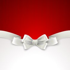 Red Christmas background with white silk bow