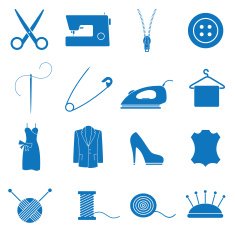 Vector illustrations of sewing-related icons