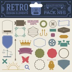 Retro design elements hipster style infographic color set 5