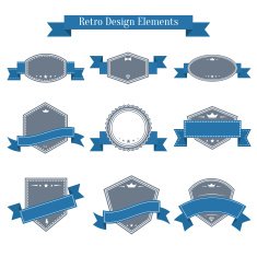 Vector vintage set of labels with ribbons N2