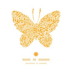 Vector golden lace roses butterfly silhouette pattern frame