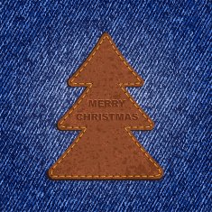 Jeans background leather Christmas tree Vector N2