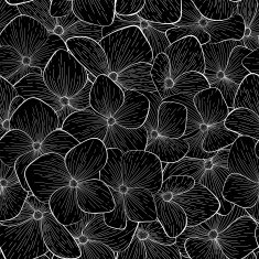 seamless pattern with monochrome black and white flowers