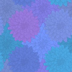 Beautiful seamless pattern with blue dahlia flowers