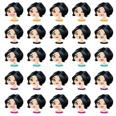 Fashion female avatars set of expressions N3