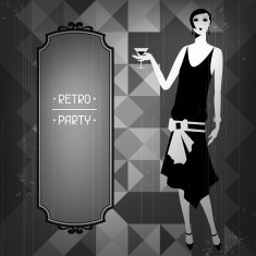 Retro party background with beautiful girl of 1920s style N5