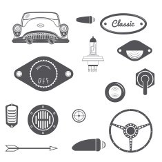 Set of Retro car design vintage element Vector