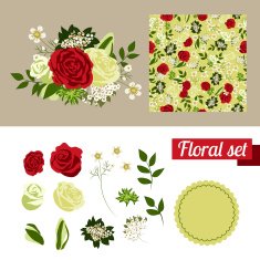Hand Drawn floral elements Set of flowers You can make N2
