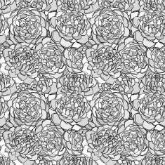 Beautiful seamless background with monochrome black and white flowers N3