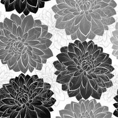 Beautiful monochrome black and white seamless background with flowers N4