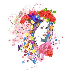 beautiful fashion young woman with flowers in hair portrait of N2