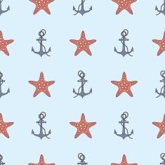 seamless vector pattern with anchor and starfish N2