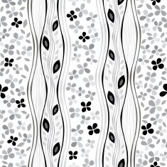Abstract seamless floral pattern Black and white background