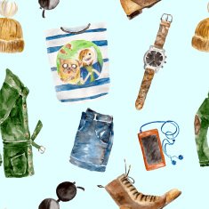 Seamless pattern with stylish fashion warm clothes N9