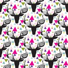 Hipster seamless pattern with triangle deer horns and roses