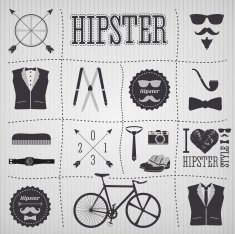 Hipster style elements with shoes pipe bicycle mustache
