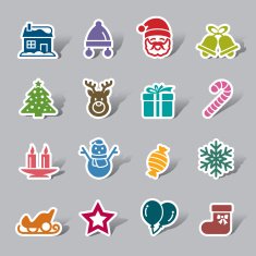 Christmas Element Color Icon Label