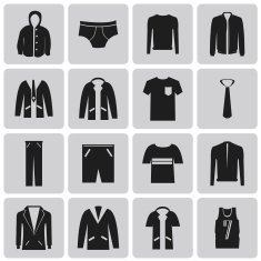 Man clothing black icon set1 Vector Illustration eps10