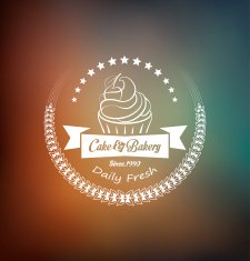 Cupcake food label over blurred background N4