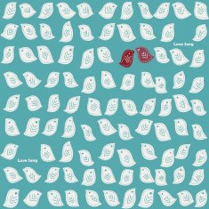 Seamless pattern with white bird on branch in Scandinavian style N2