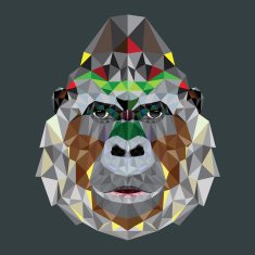 Gorilla head design in geometric pattern N2