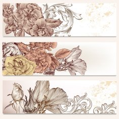 Brochure vector set in floral style with flowers
