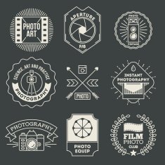 Retro design insignias photography logotypes set