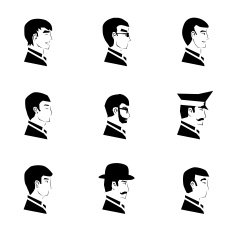Avatar Collection of Stylish Handsome Male Characters Silhouette Icons Vector