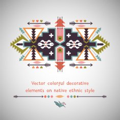 Vector colorful decorative element on native ethnic style N14