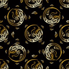 Beautiful peacock feathers Gold pattern N3