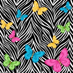 seamless background butterflies on animal zebra abstract print Â