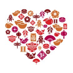 Chinese New Year Icons in Heart Shape N2