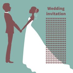 Wedding invitation Silhouette of bride and groom