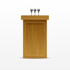 Vector Wooden Podium Tribune Rostrum Stand Isolated on White