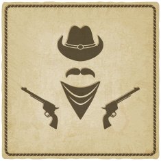cowboy hat and gun old background