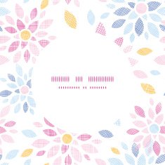 Abstract textile colorful flowers round frame seamless pattern background