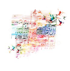 Colorful music background with hummingbirds N2
