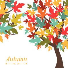 Background of stylized autumn trees for greeting card