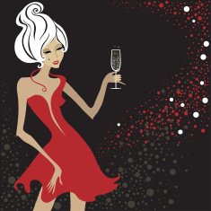 Vintage blond woman with glass of champagne