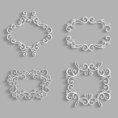 Vector Set of White Vintage Borders with Shadows N2