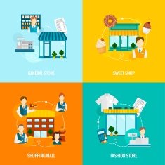 Store building flat set